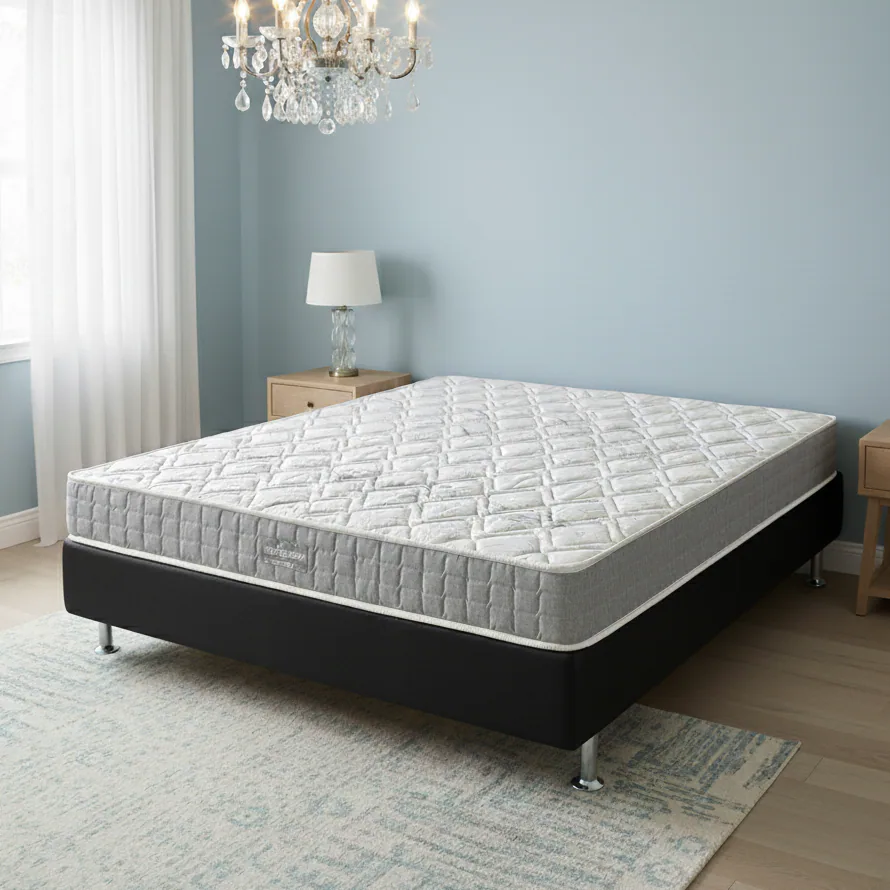 Colchão Casal Orthosono 18 cm D33 + Base Simples Corino Preto – ANJOS + BIOSTAR