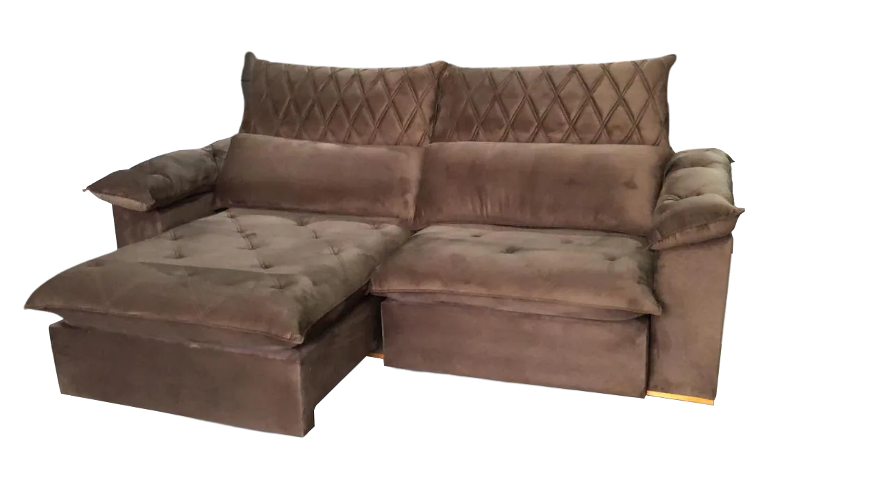 Sofá Retrátil e Reclinável Arezzo 2,50 m Veludo Marrom – ARJAN DECOR