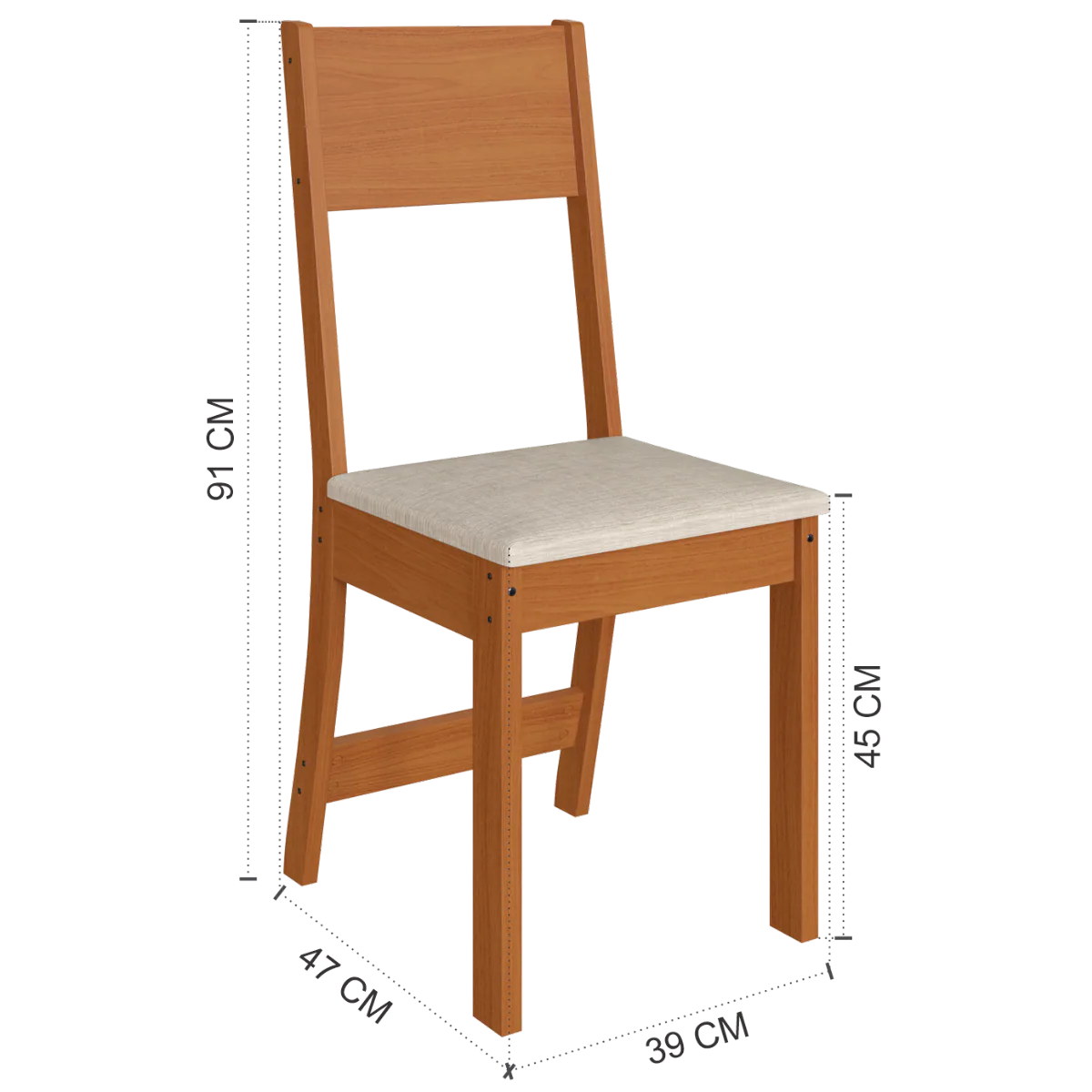 Mesa Karla 108 Freijó/Off White com 4 Cadeiras Linho Bege – INDÉKES
