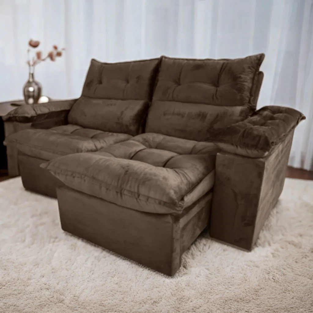 Sofá Retrátil e Reclinável Imperial 2,00 m Veludo Jolie Marrom 05 – IMPERIAL DECOR