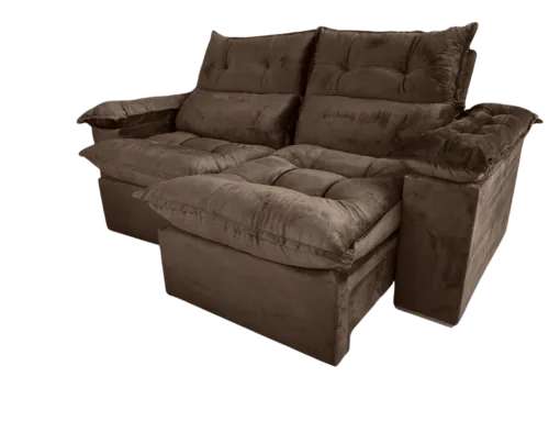 Sofá Retrátil e Reclinável Imperial 2,00 m Veludo Jolie Marrom 05 – IMPERIAL DECOR