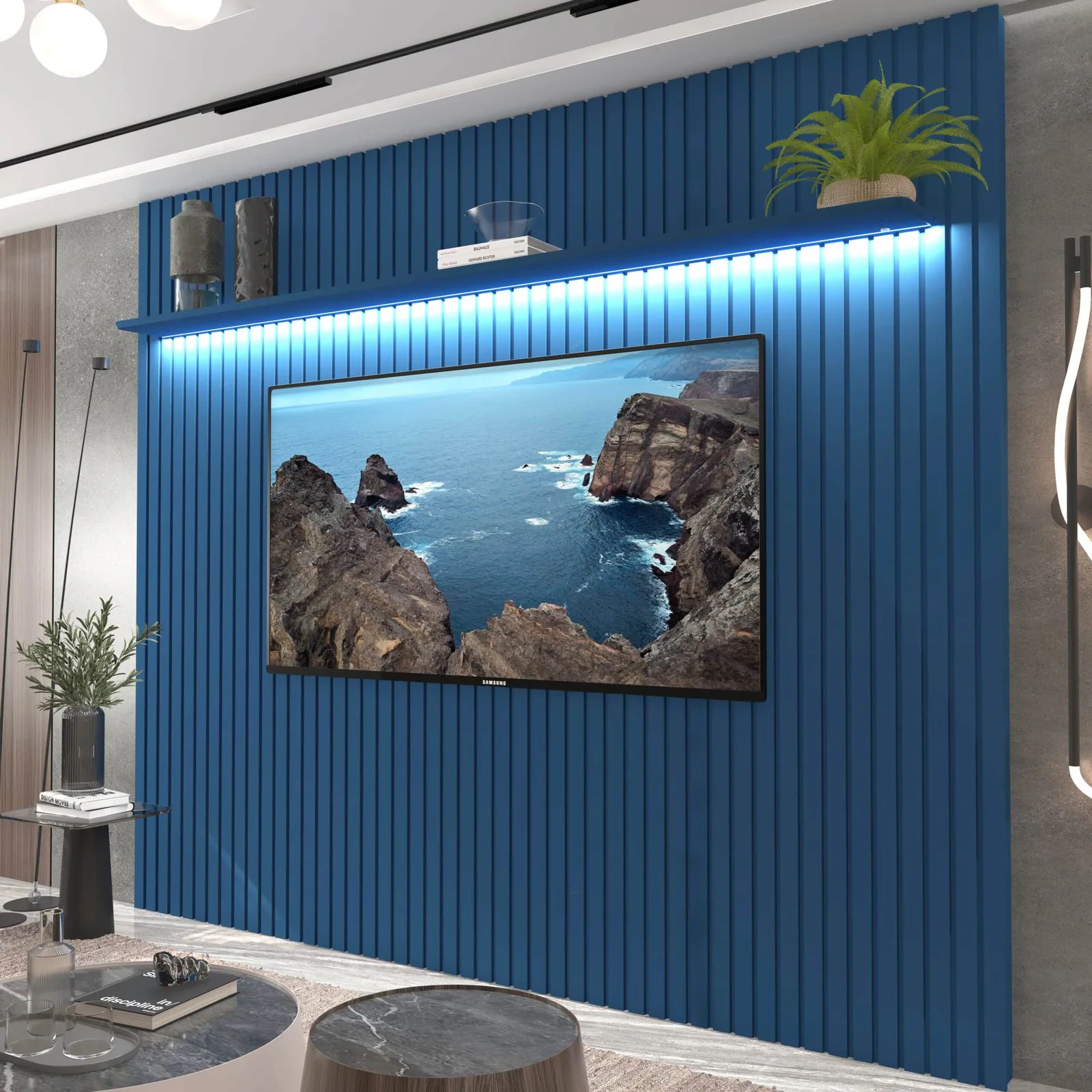 Painel até 85″ Nobre Ripado 230 Azul – GELIUS