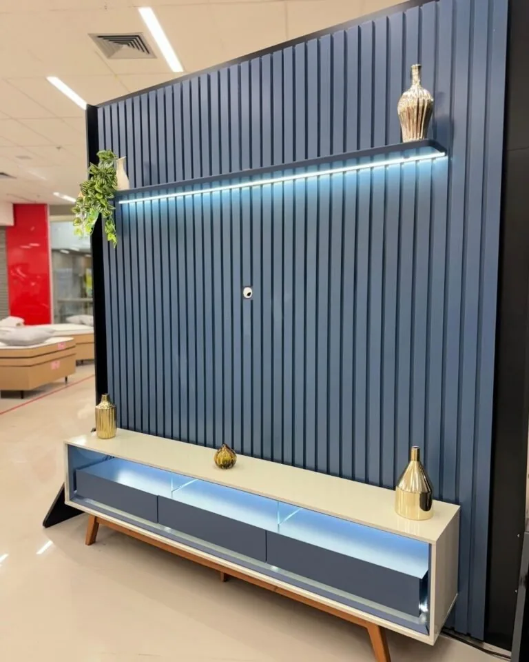 Painel até 85″ Nobre 230 Azul + Rack Requinte 212 Off White/Azul – GELIUS