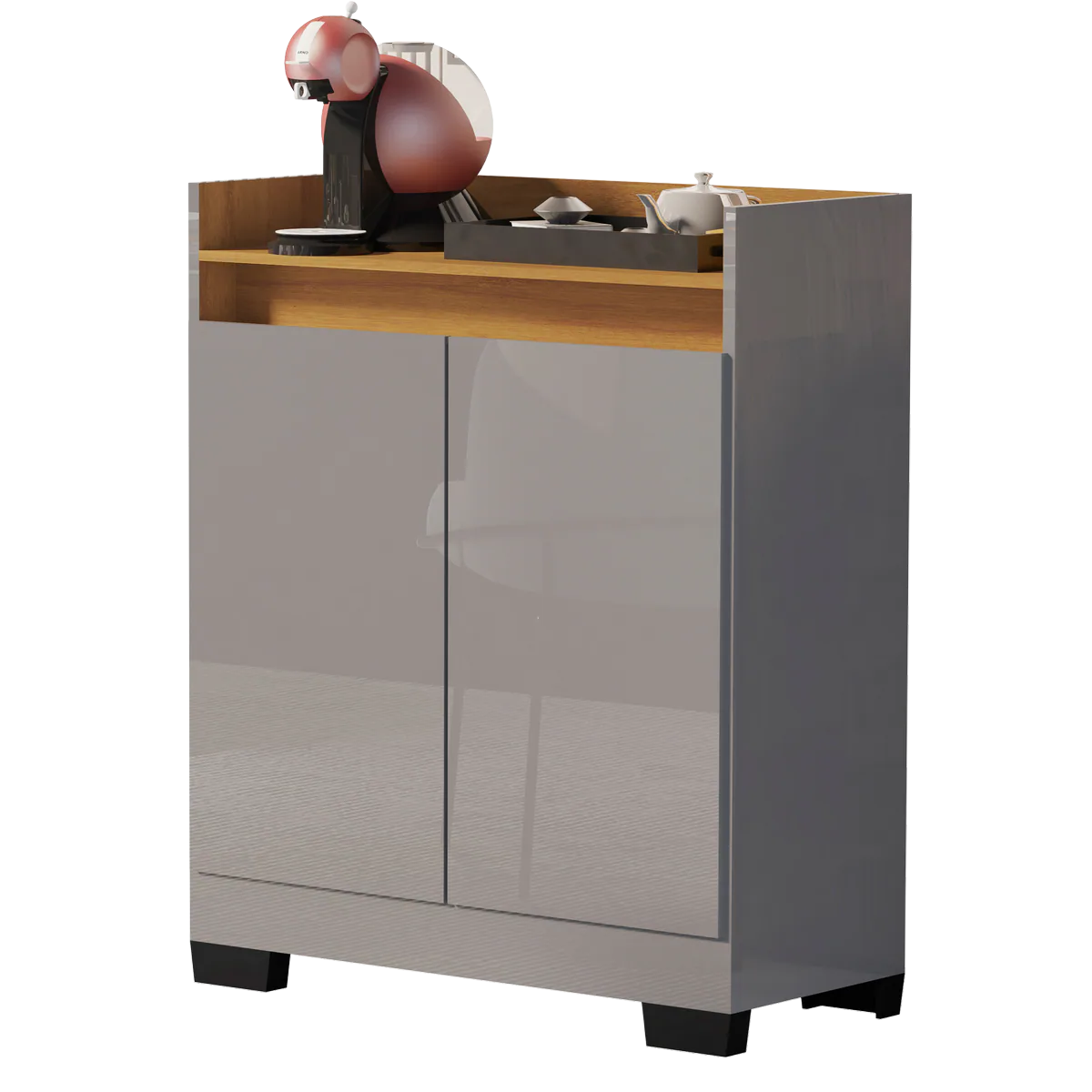 Buffet 2 Portas Real Cinza/Mel – MÓVEIS PRIMUS