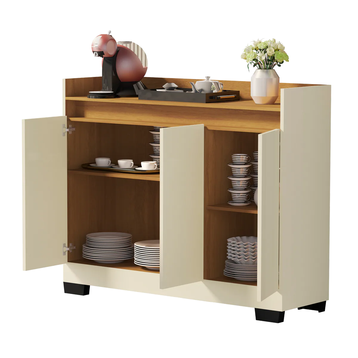 Buffet 3 Portas Real Pérola/Mel – MÓVEIS PRIMUS