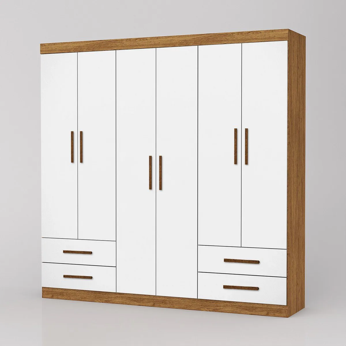 Guarda-Roupa 6 Portas Hércules (Sem espelho) 1,77 m Cinamomo/Branco – CARIOCA MÓVEIS