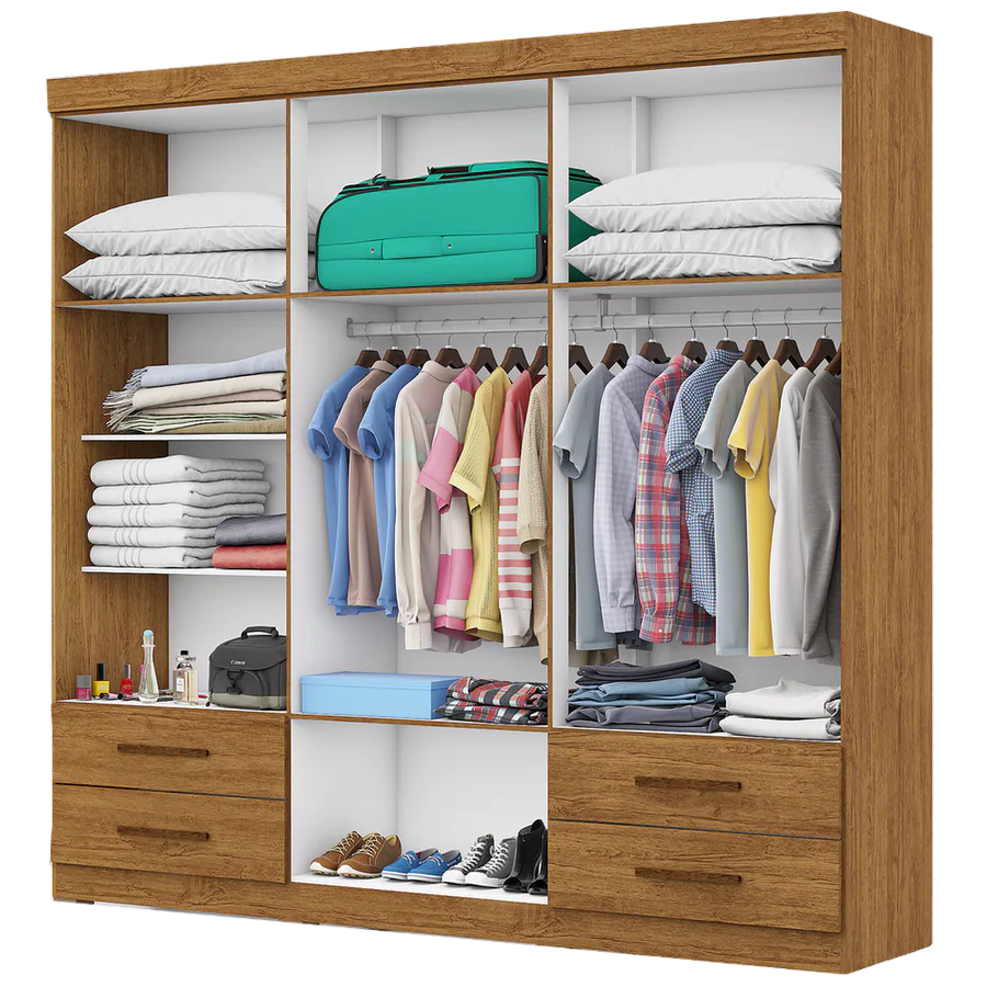 Guarda-Roupa 6 Portas Hércules (Sem espelho) 1,77 m Cinamomo/Branco – CARIOCA MÓVEIS