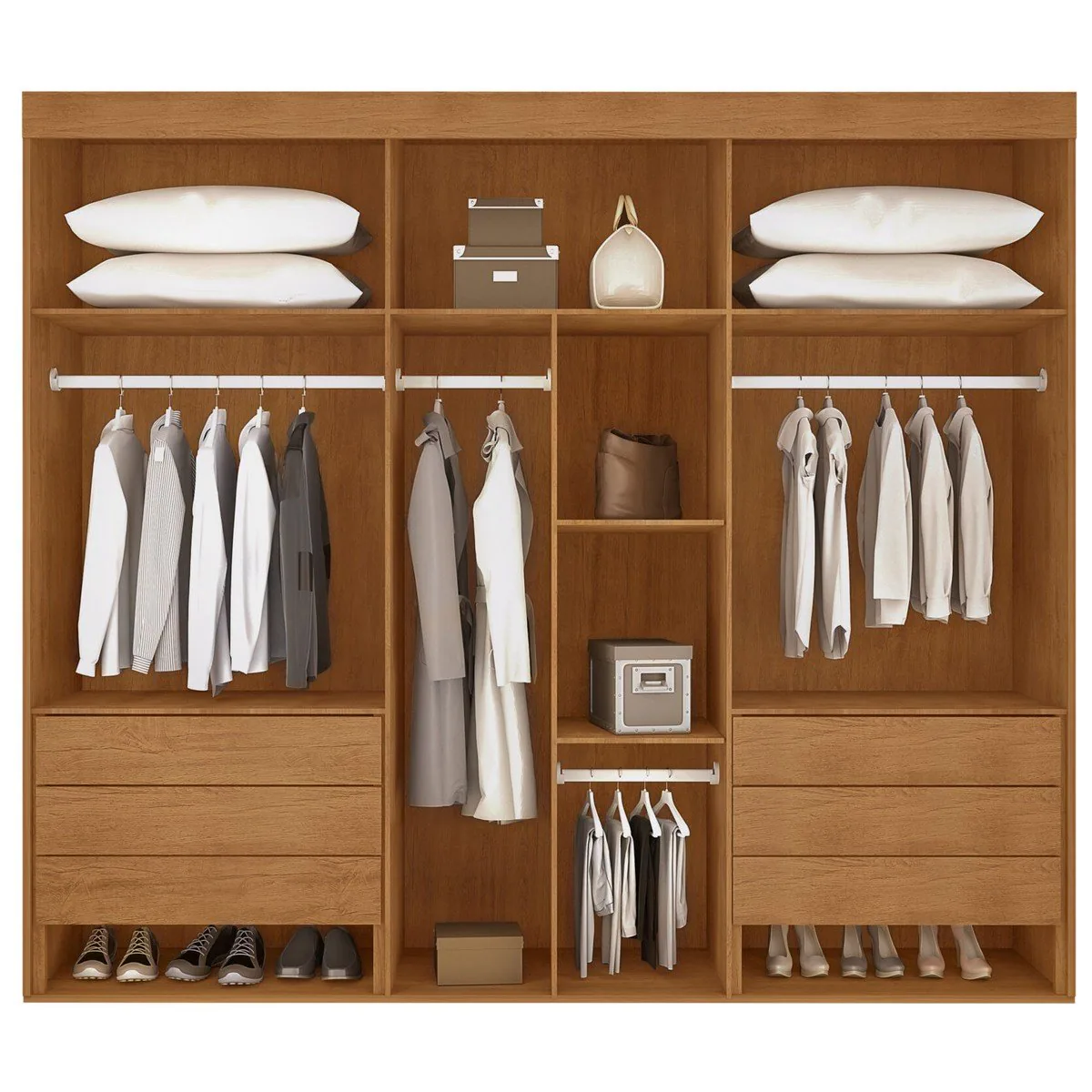 Guarda-Roupa 6 Portas Lucca Premium 2,73 m Naturale – RUFATO