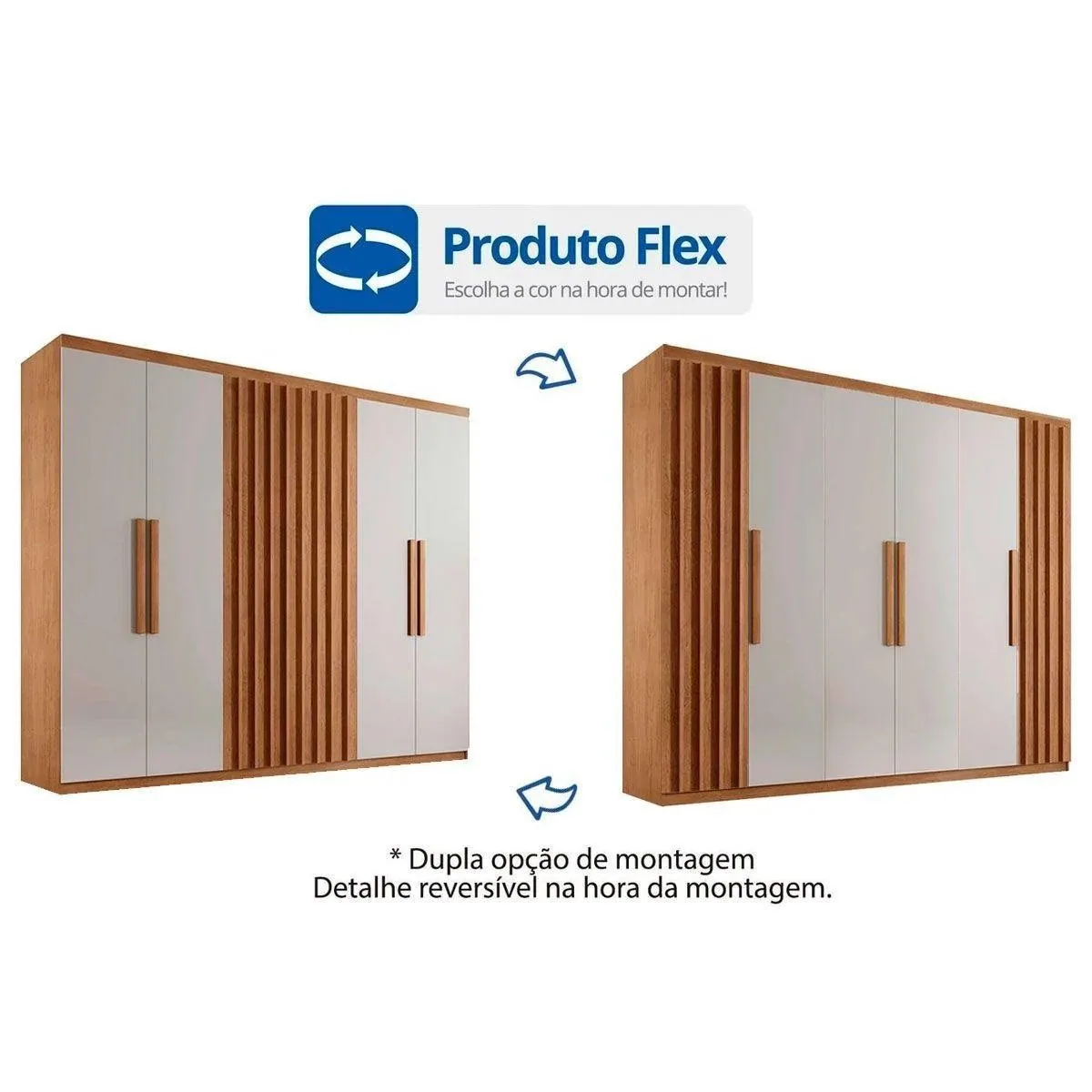 Guarda-Roupa 6 Portas Cairo 1,80 m Naturale/Off White – RUFATO