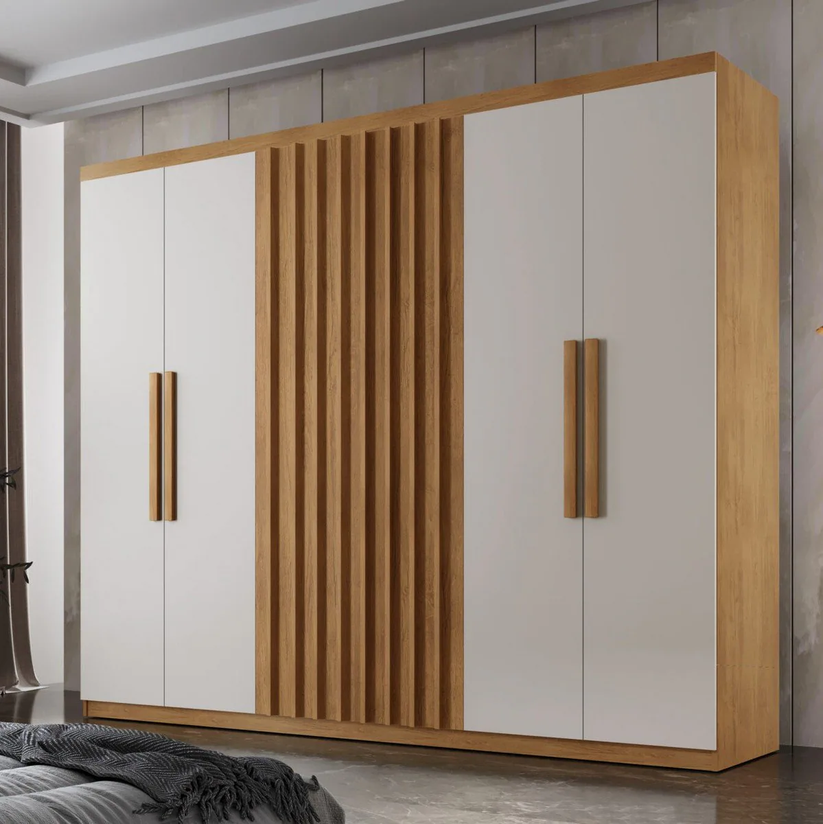 Guarda-Roupa 6 Portas Cairo 1,80 m Naturale/Off White – RUFATO