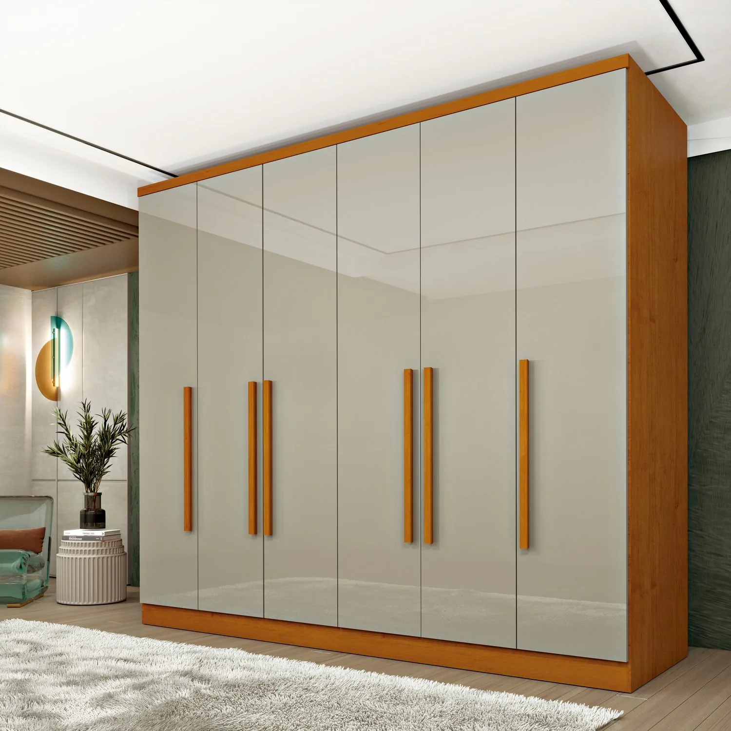 Guarda-Roupa 6 Portas Veneza/Padova 2,39 m Cinamomo/Off White – TCIL
