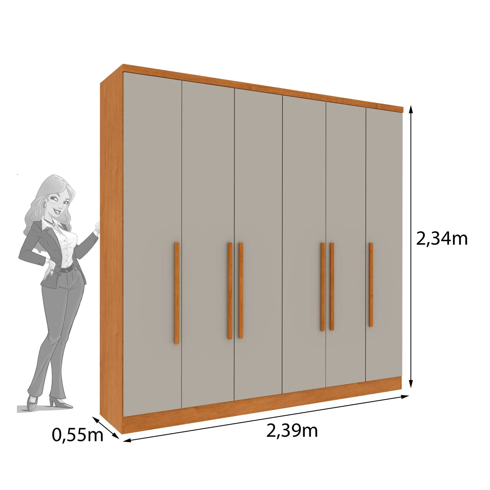 Guarda-Roupa 6 Portas Veneza/Padova 2,39 m Cinamomo/Off White – TCIL