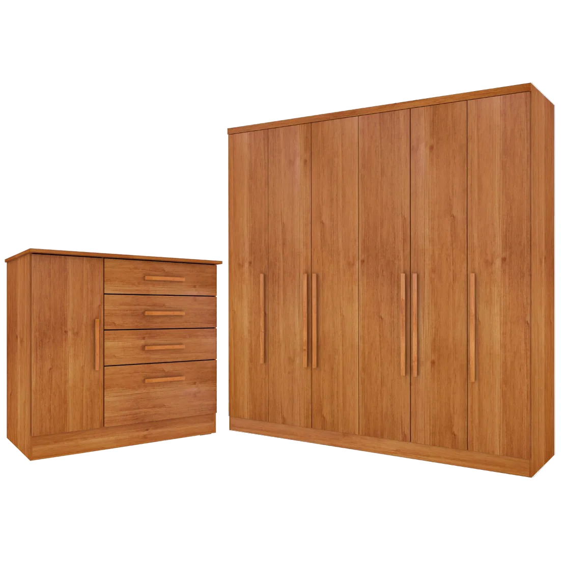 Guarda-Roupa 6 Portas Veneza/Padova + Cômoda Chicago/Berlim Cinamono – TCIL