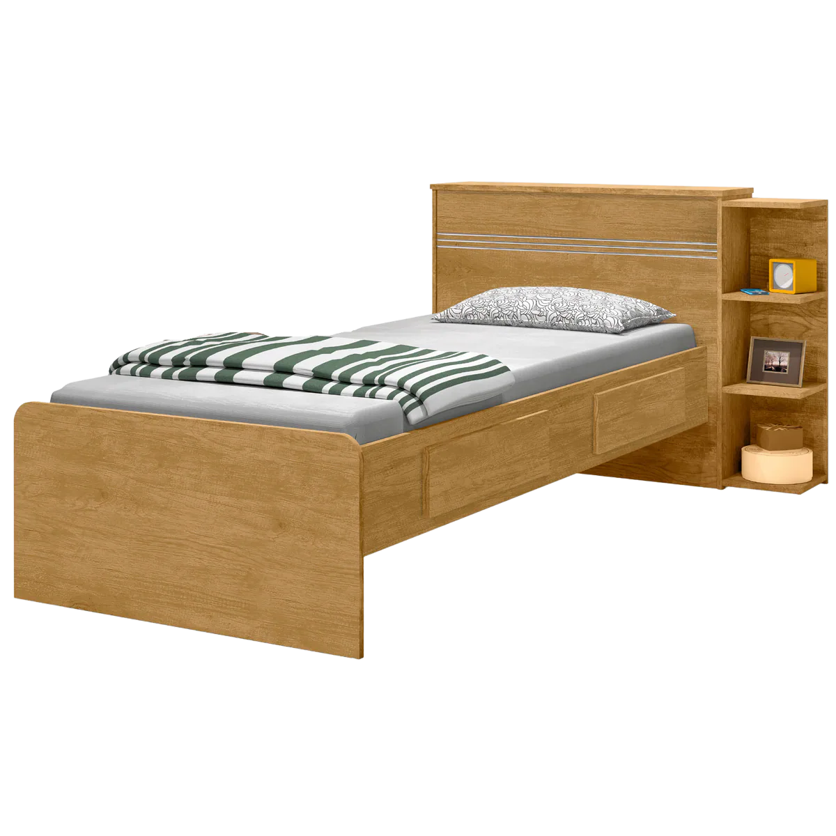 Cama Solteiro Baú Jade Nature – J&A MÓVEIS