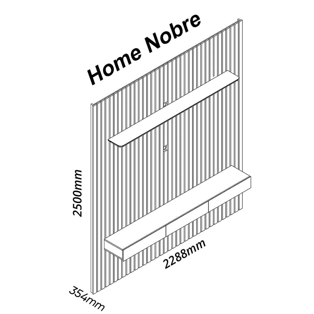 Home até 85″ Nobre Ripado 230(Com Nicho) Off White – GELIUS
