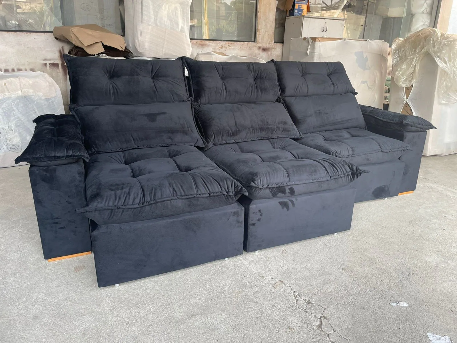 Sofá Retrátil e Reclinável Imperial 2,75 m Veludo Jolie Preto 12 – IMPERIAL DECOR