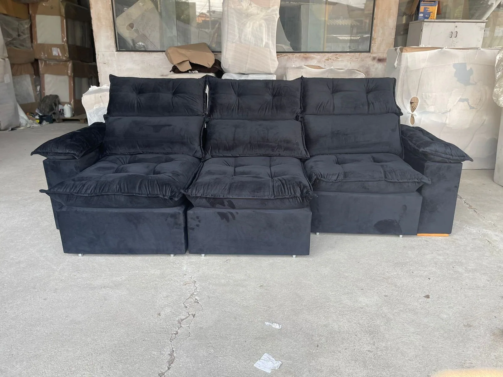 Sofá Retrátil e Reclinável Imperial 2,75 m Veludo Jolie Preto 12 – IMPERIAL DECOR