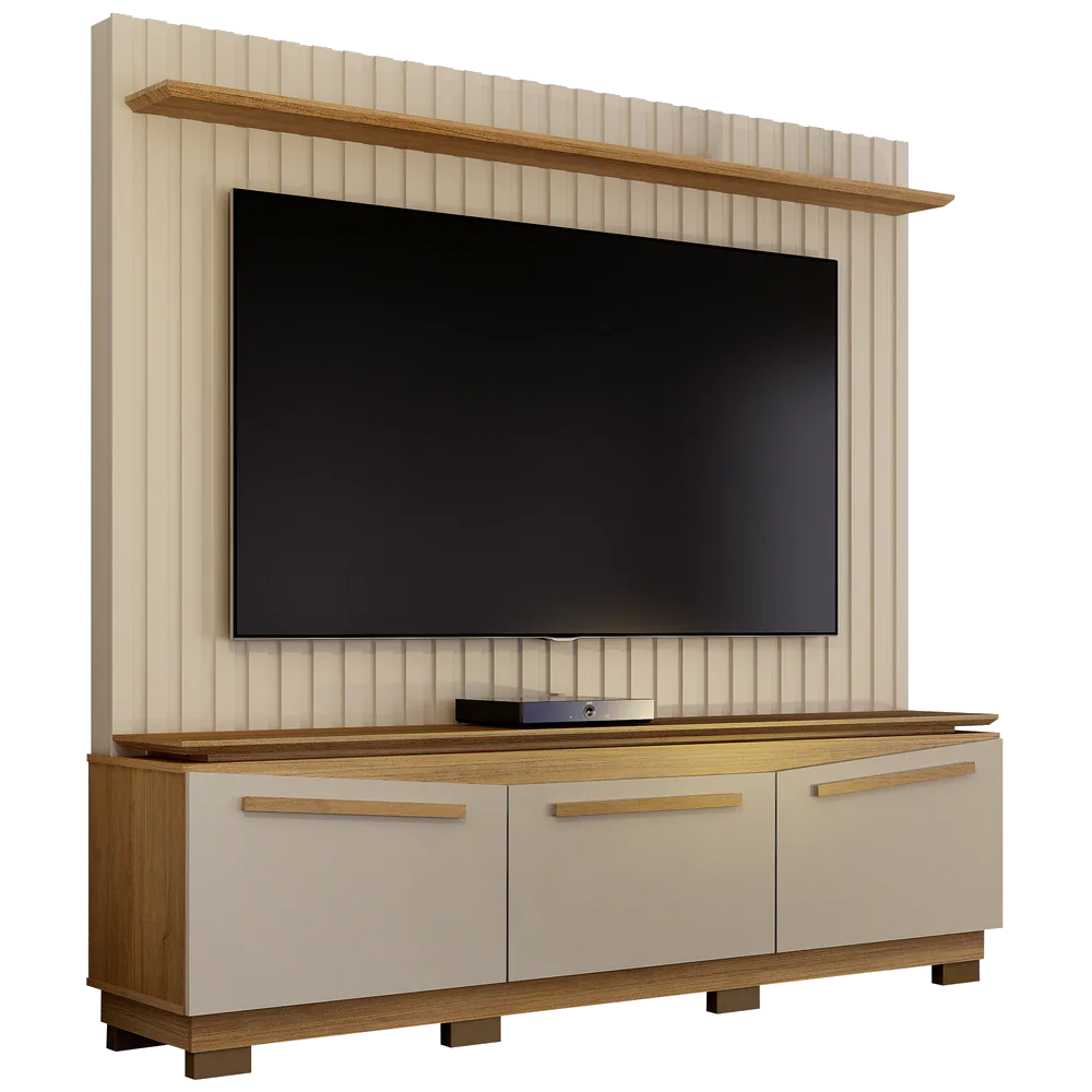 Home Theater até 75″ Montreal Off White/Cinamomo – VALDEMÓVEIS