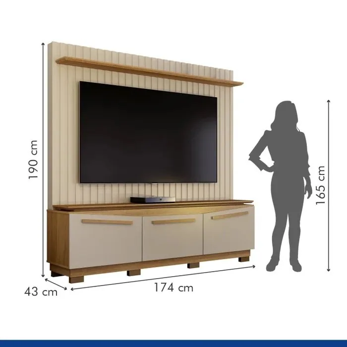 Home Theater até 75″ Montreal Off White/Cinamomo – VALDEMÓVEIS