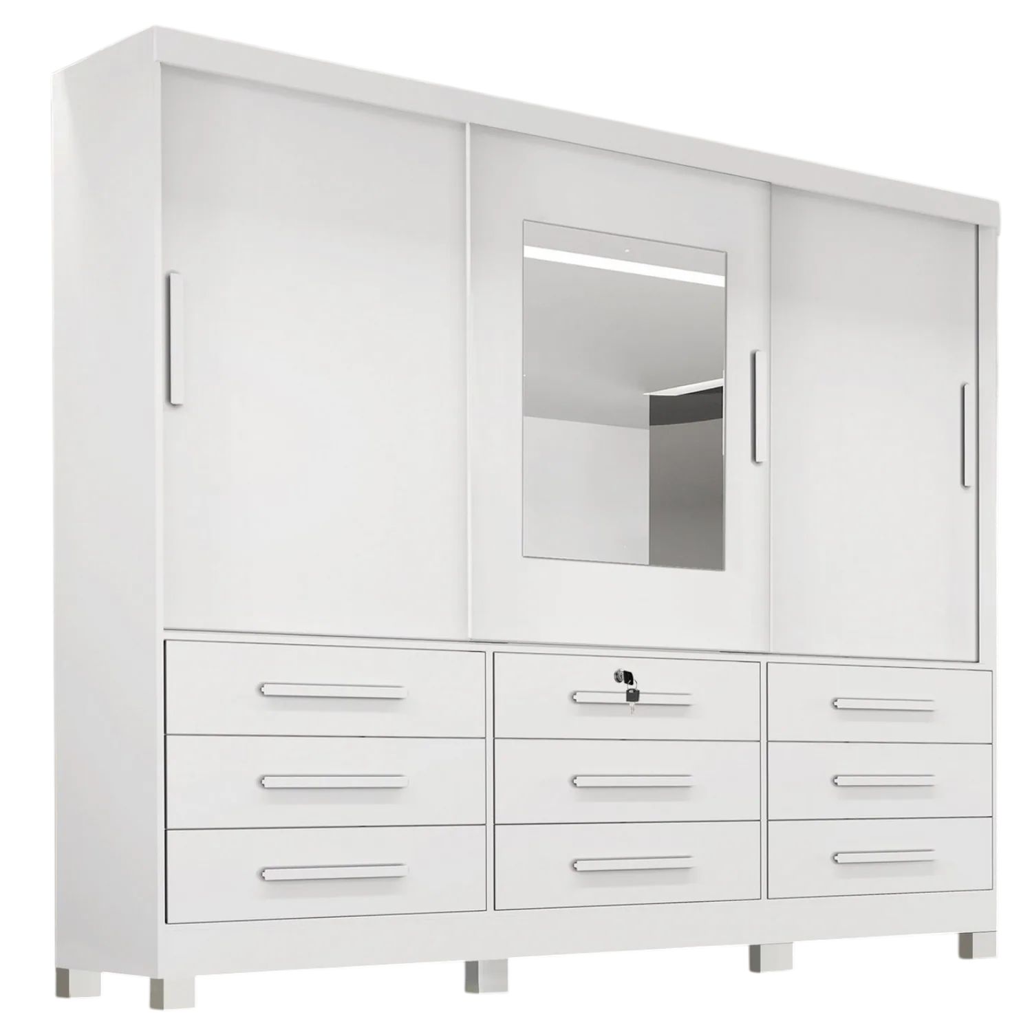 Guarda-Roupa 3 Portas(Com Pés)Athenas 1,80 m Branco – BIANCHI