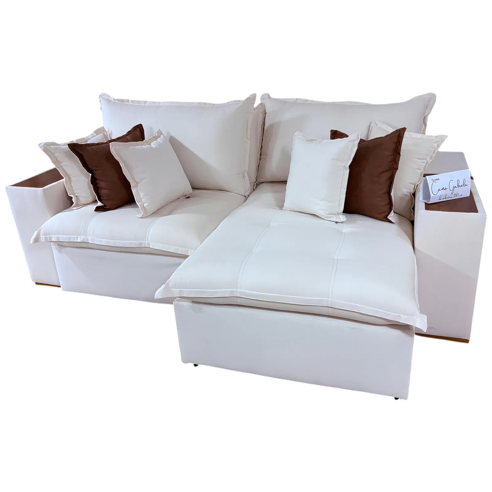 Sofá Cama Retrátil Tebas/Thebas/Gabriela 2,50 m Linho Cru 304/Courino Dalas – ZARAT ESTOFADOS