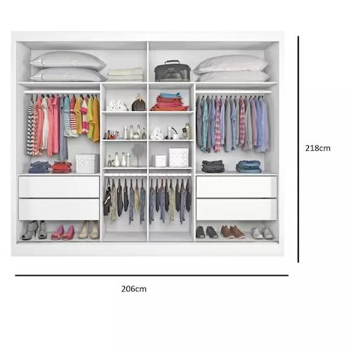 Guarda-Roupa 2 Portas Atlanta 2,06 m Branco Acetinado – MÓVEIS EUROPA