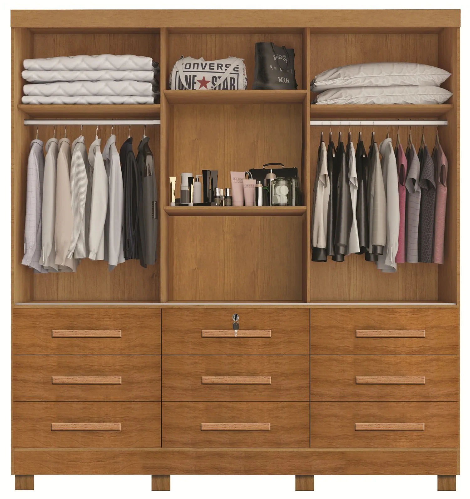 Guarda-Roupa 3 Portas(Com Pés)Athenas 1,80 m Nature – BIANCHI