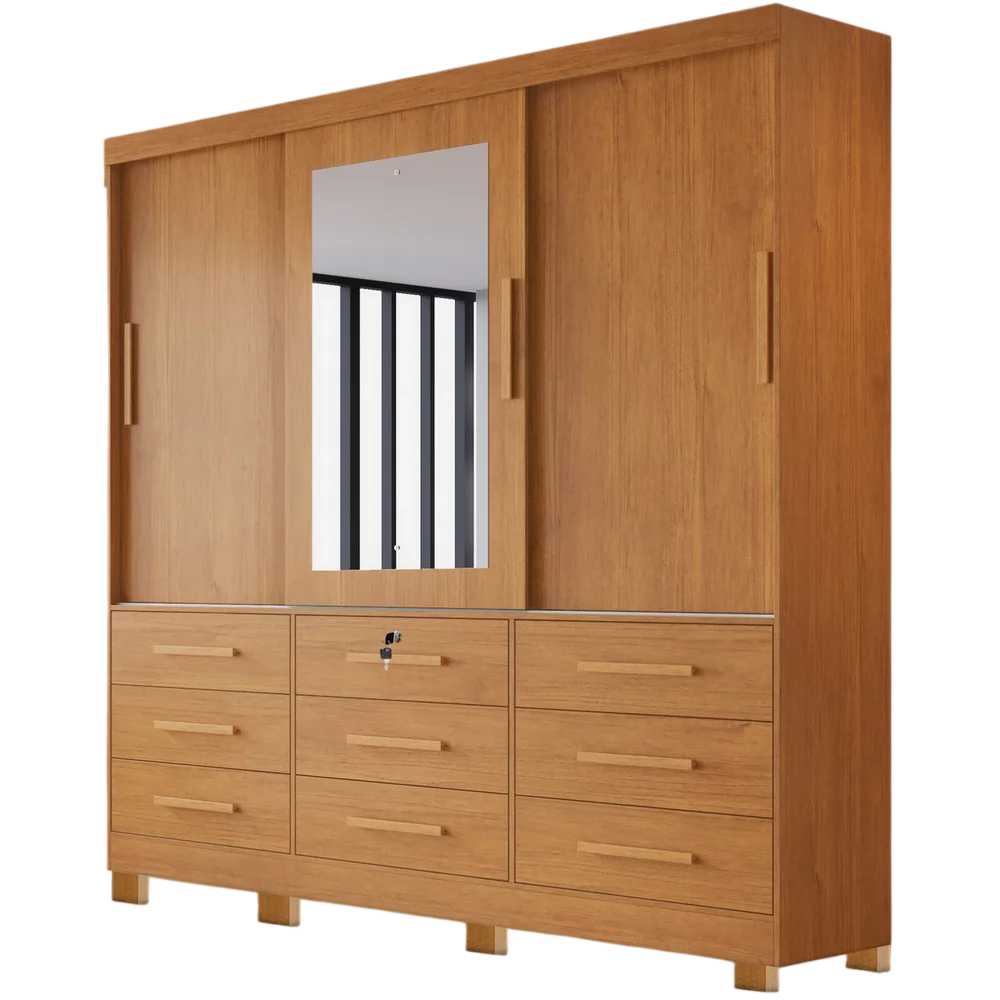 Guarda-Roupa 3 Portas(Com Pés)Athenas 1,80 m Nature – BIANCHI