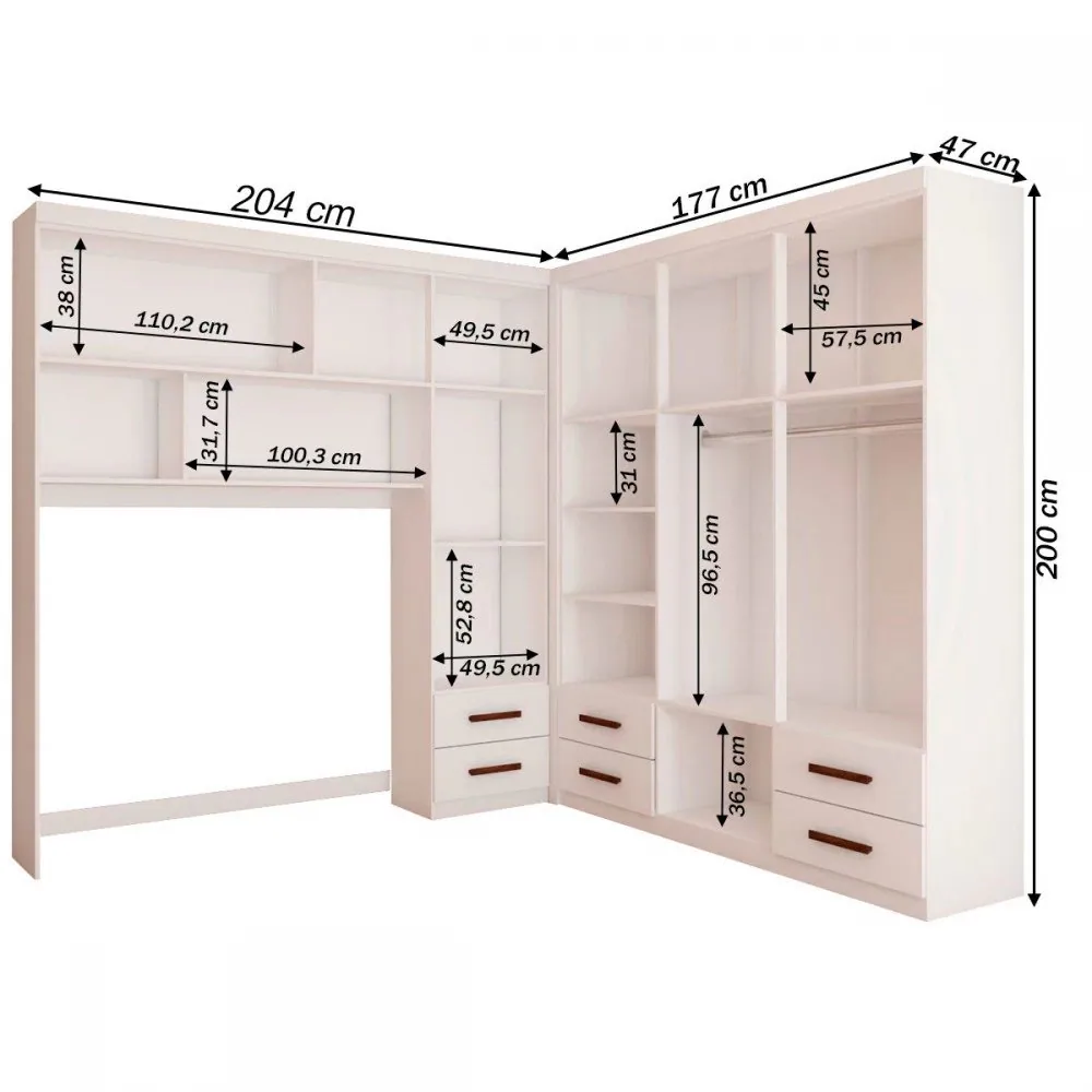 Modulado 4 Portas + Guarda-Roupa 6 Portas Hércules(Sem Espelho) Branco – CARIOCA MÓVEIS