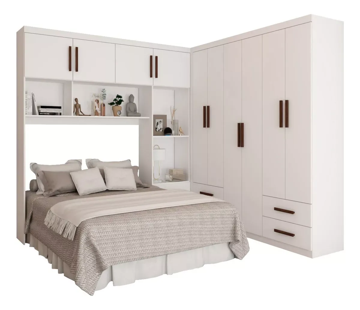 Modulado 4 Portas + Guarda-Roupa 6 Portas Hércules(Sem Espelho) Branco – CARIOCA MÓVEIS