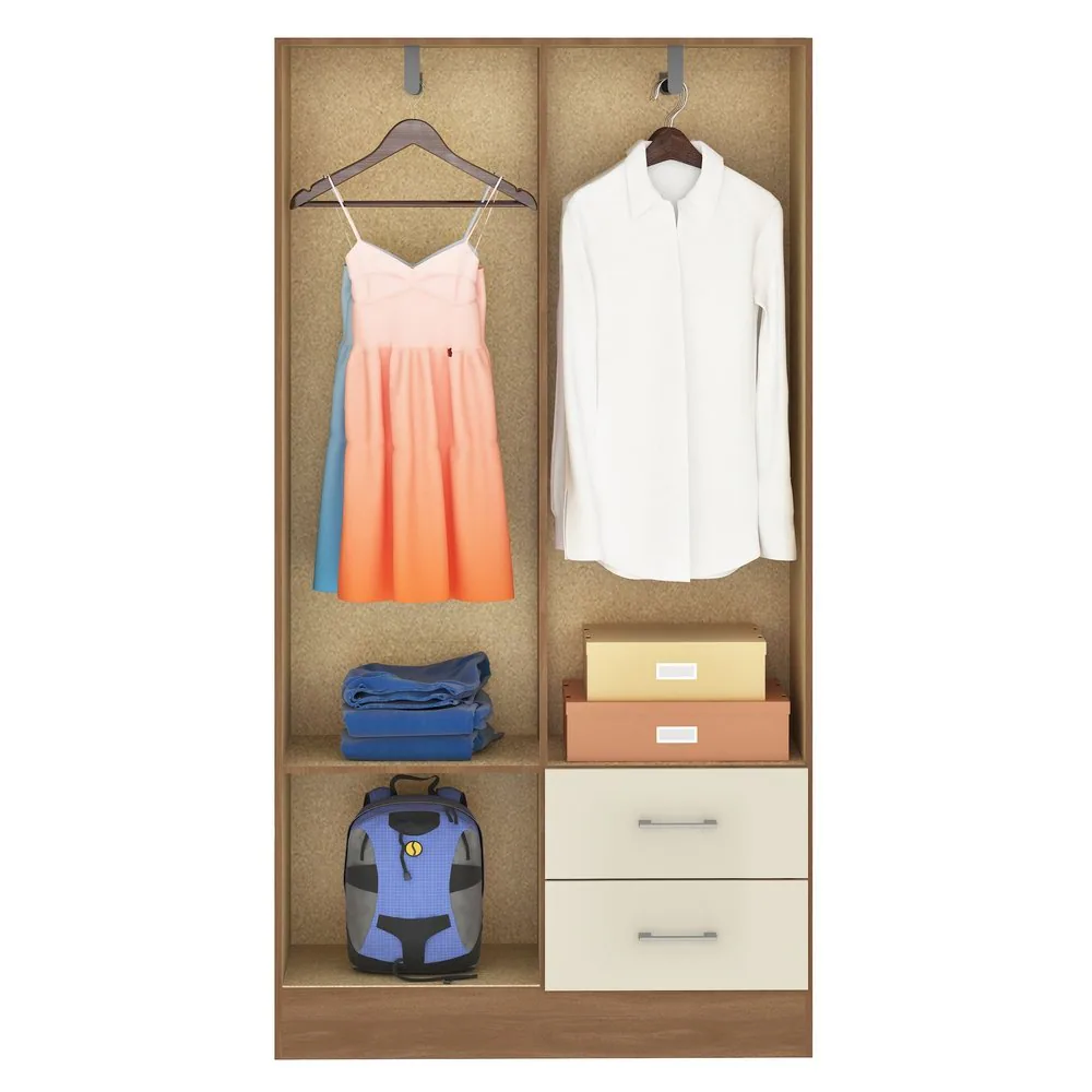 Guarda-Roupa 4 Portas Panamá 4002 + Cômoda 5 Gavetas Aruba Cinamomo/Off White – FELLICCI