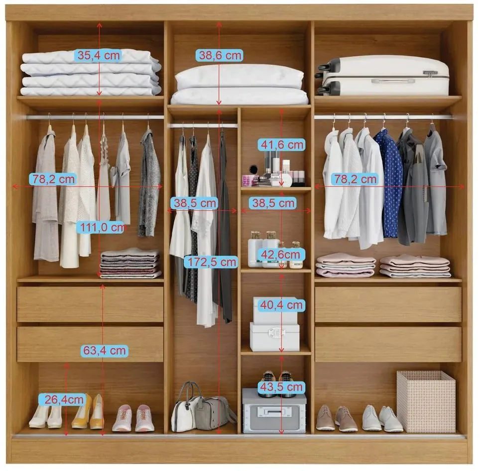 Guarda-Roupa 3 Portas Toronto 2,40 m Nature/Off White – BIANCHI