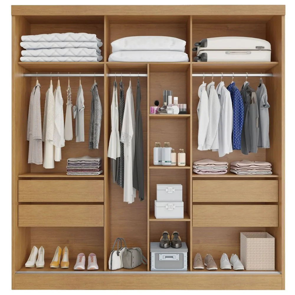 Guarda-Roupa 3 Portas Capri 2,21 m Nature/Off White – BIANCHI