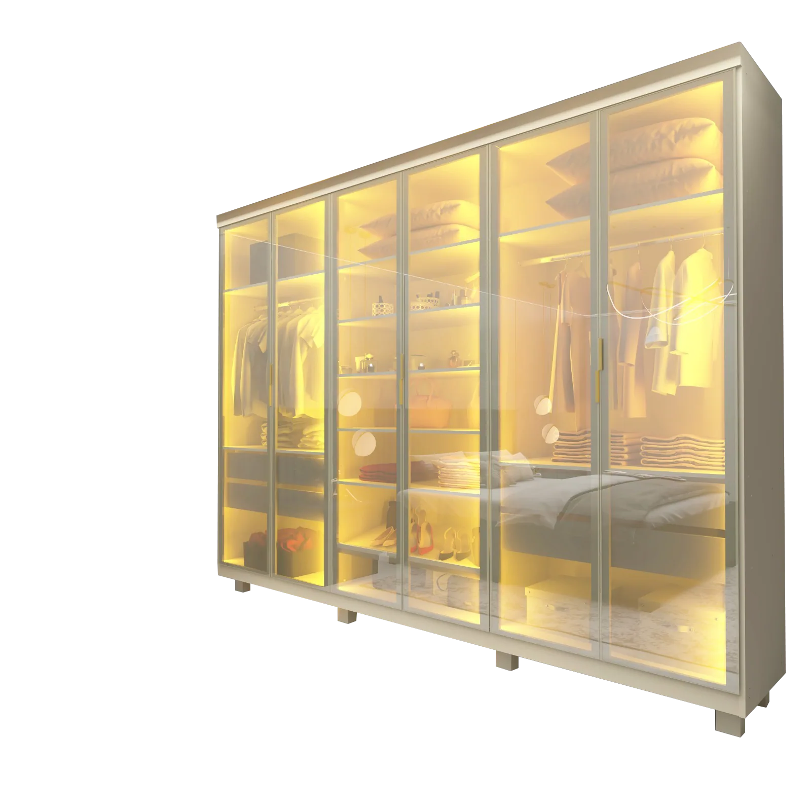Guarda-Roupa Imperatriz 2,30 m 6 Portas/6 Reflecta Off White – GELIUS