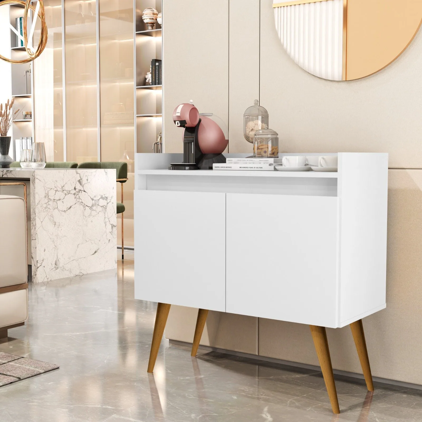 Buffet 2 Portas Gold Branco/Mel/Branco – MÓVEIS PRIMUS