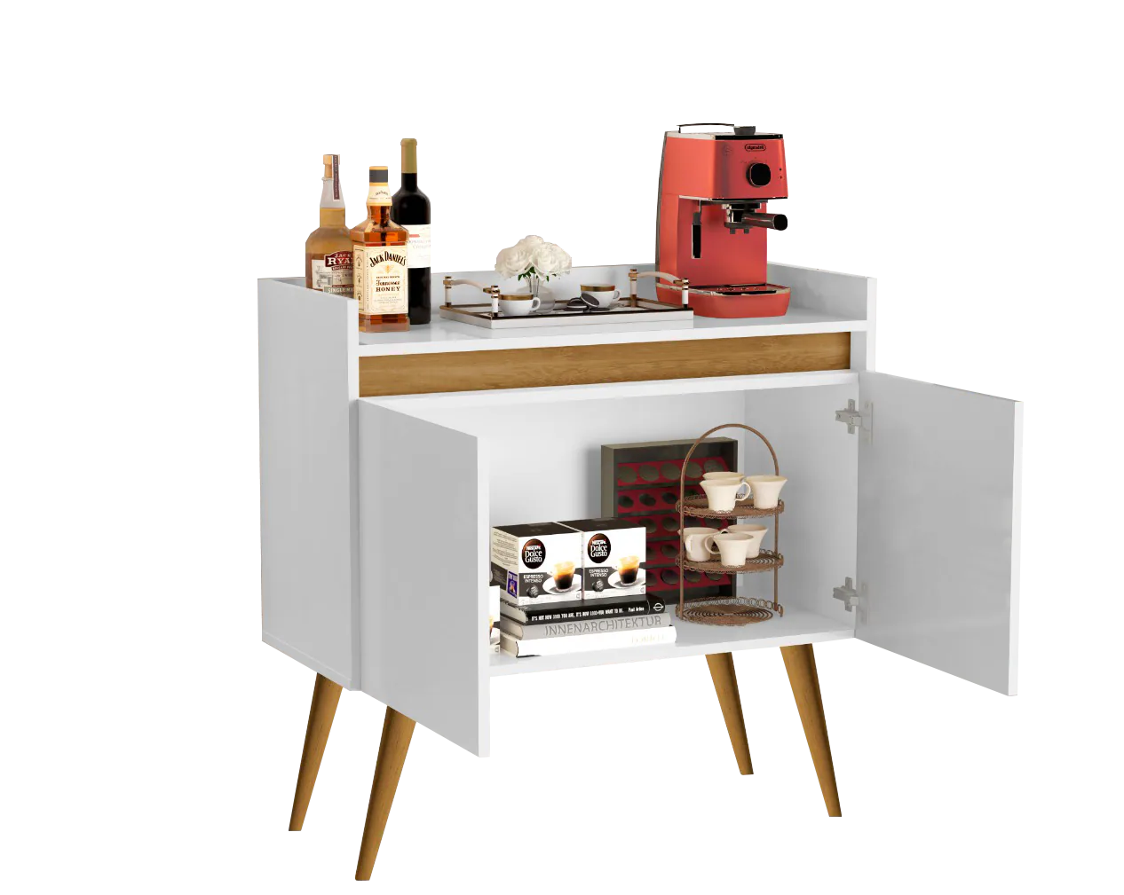 Buffet 2 Portas Gold Branco/Mel/Branco – MÓVEIS PRIMUS