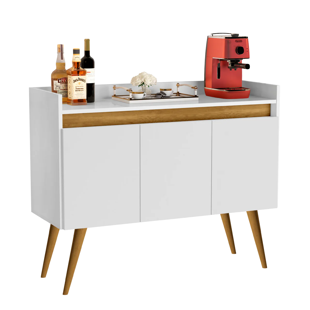 Buffet 3 Portas Gold Branco/Mel/Branco – MÓVEIS PRIMUS