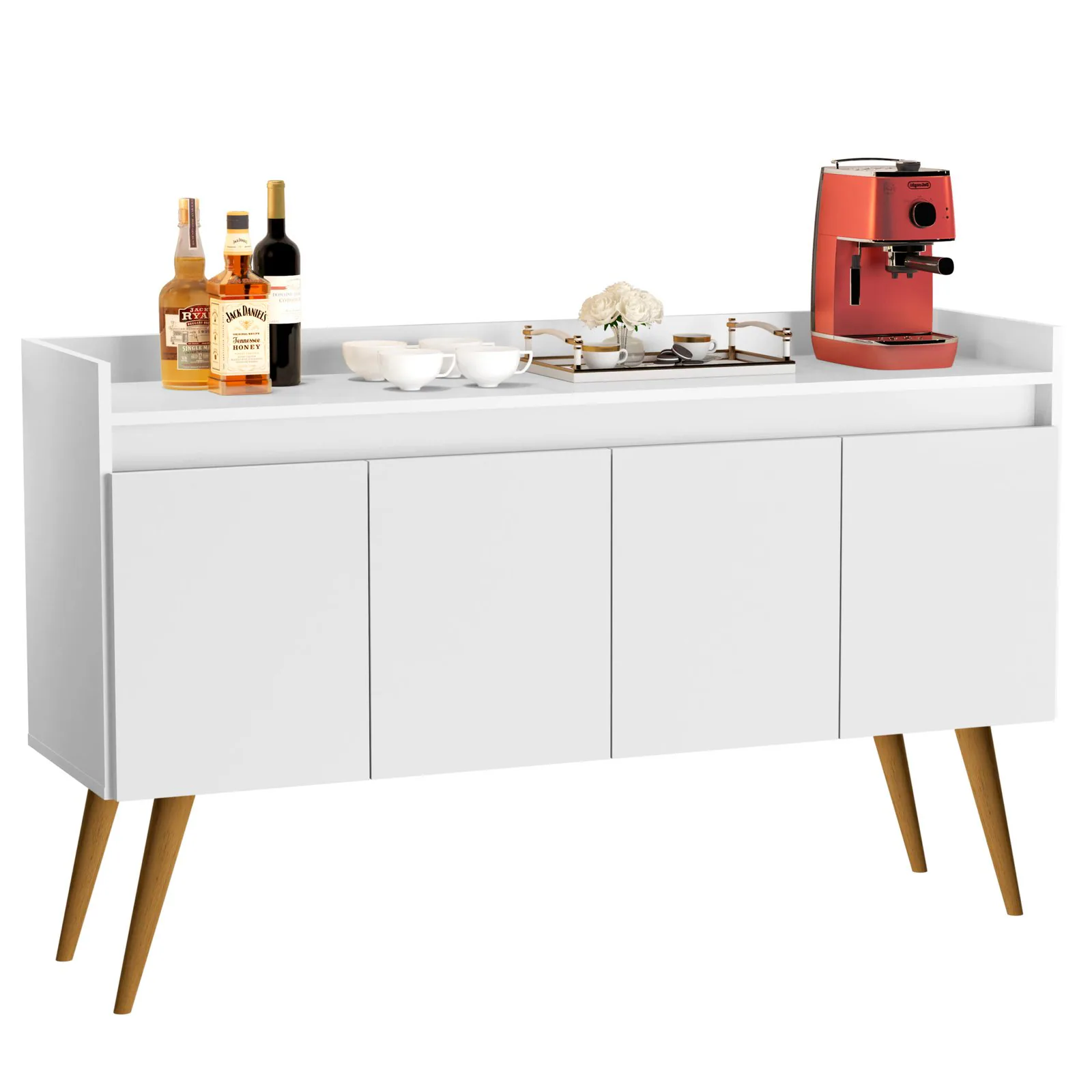 Buffet 4 Portas Gold Branco/Mel/Branco – MÓVEIS PRIMUS