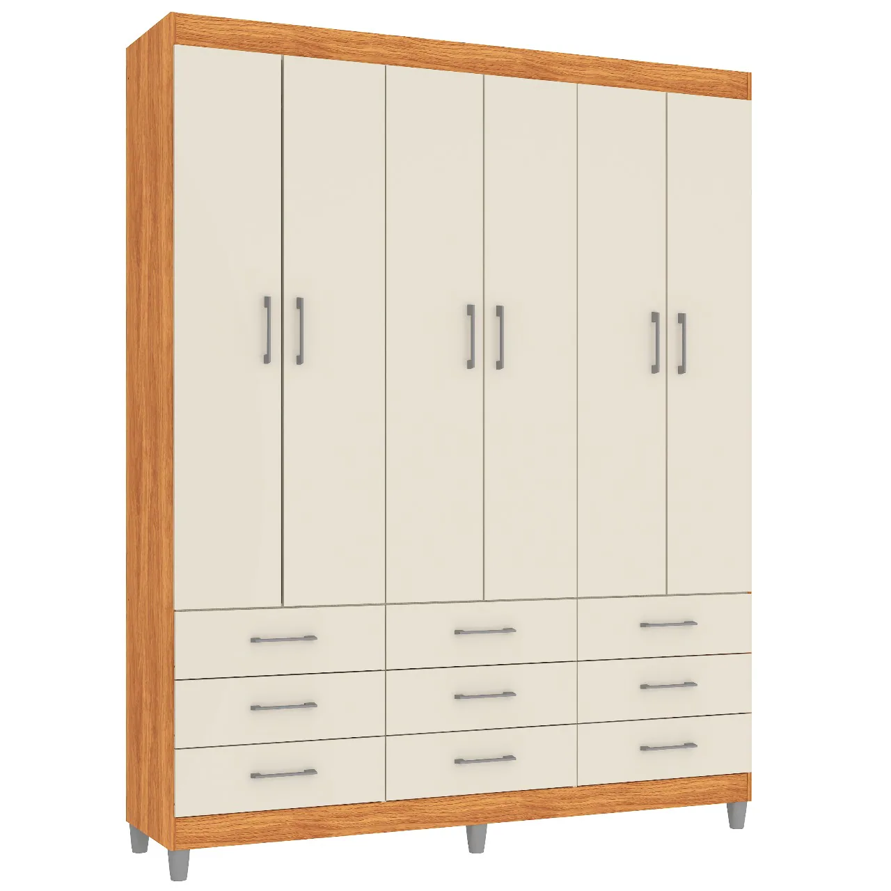 Guarda-Roupa 6 Portas Paraty 3690 1,50 m Cinamomo/Off White – FELLICCI