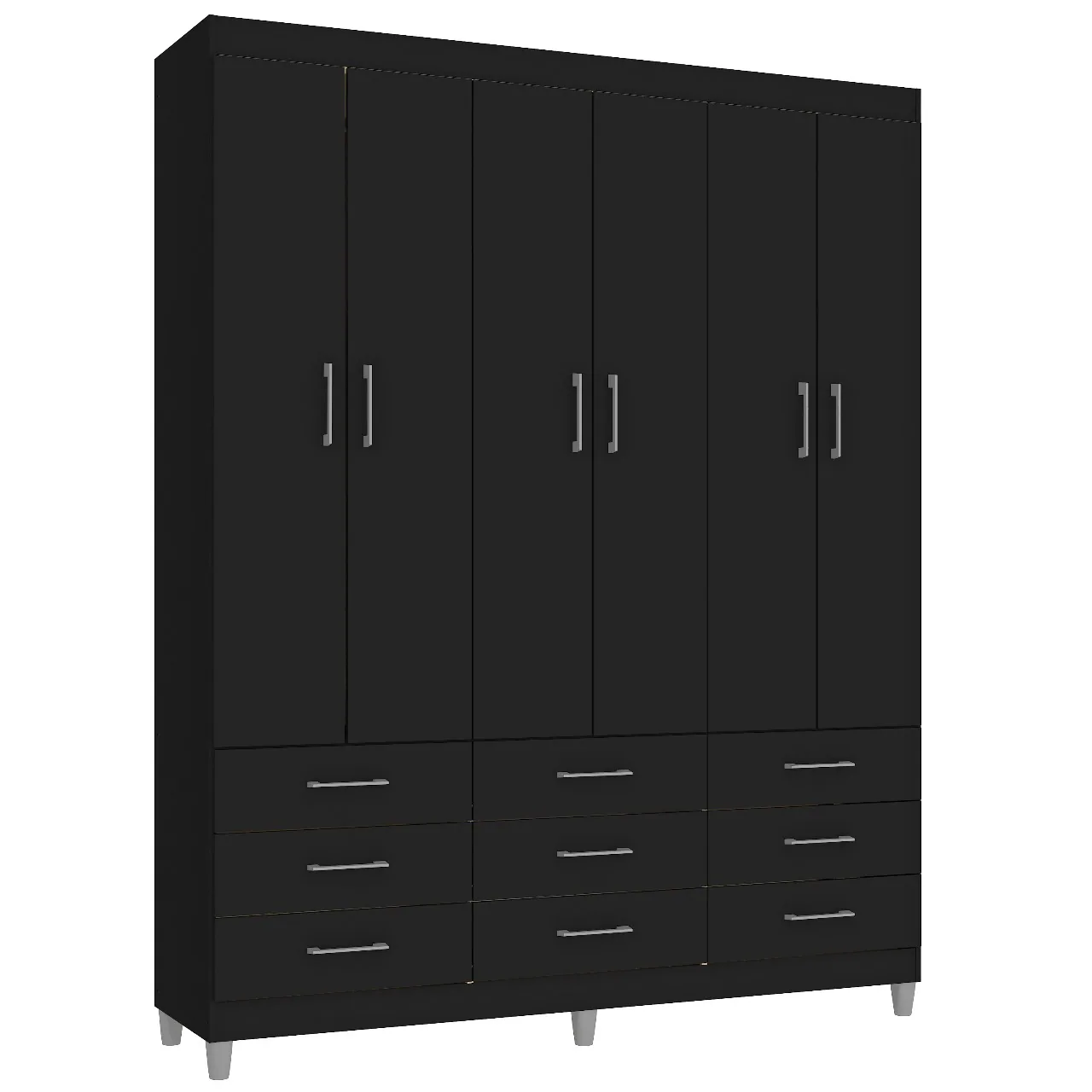 Guarda-Roupa 6 Portas Paraty 3690 1,50 m Preto – FELLICCI