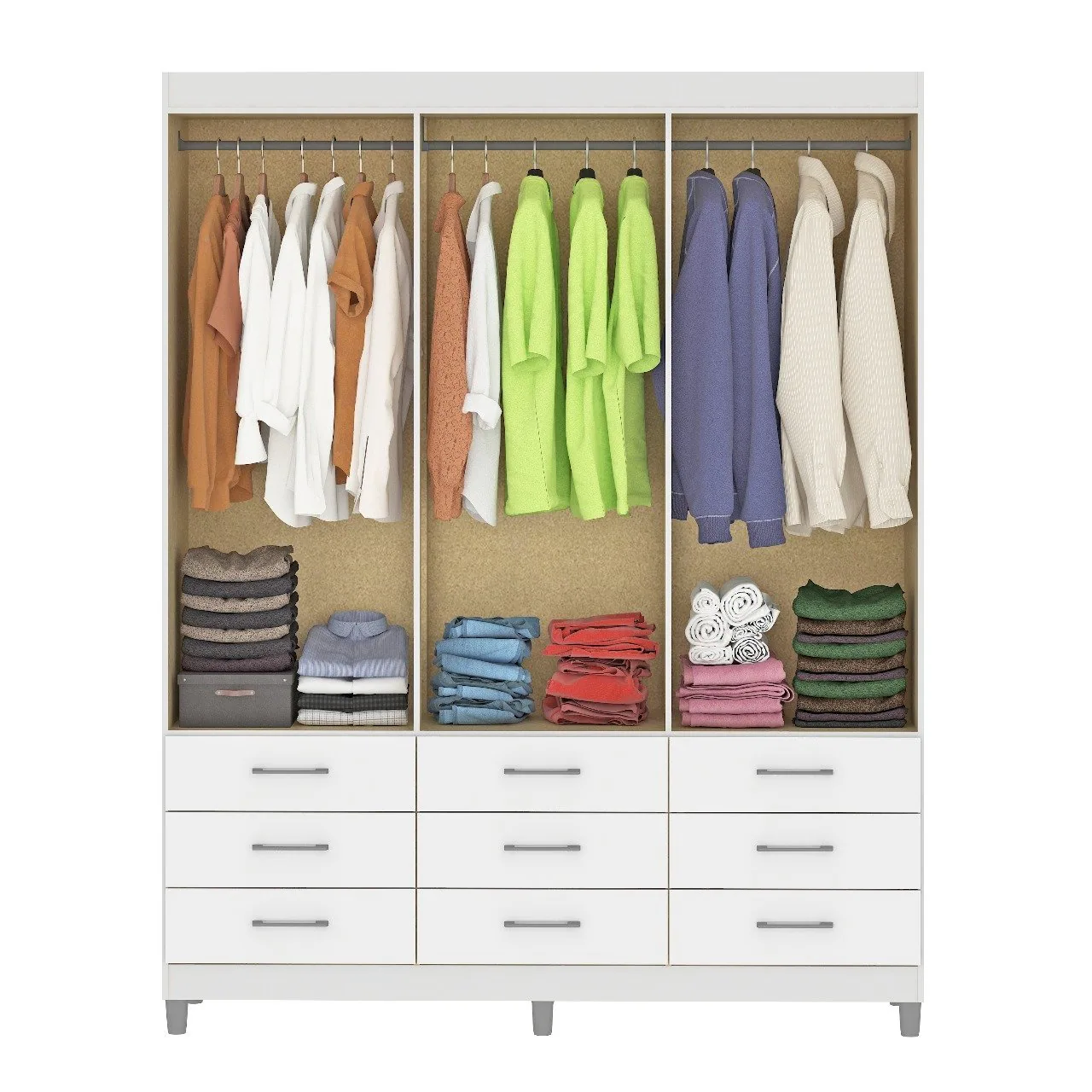 Guarda-Roupa 6 Portas Paraty 3690 + Cômoda 5 Gavetas Aruba Branco – FELLICCI