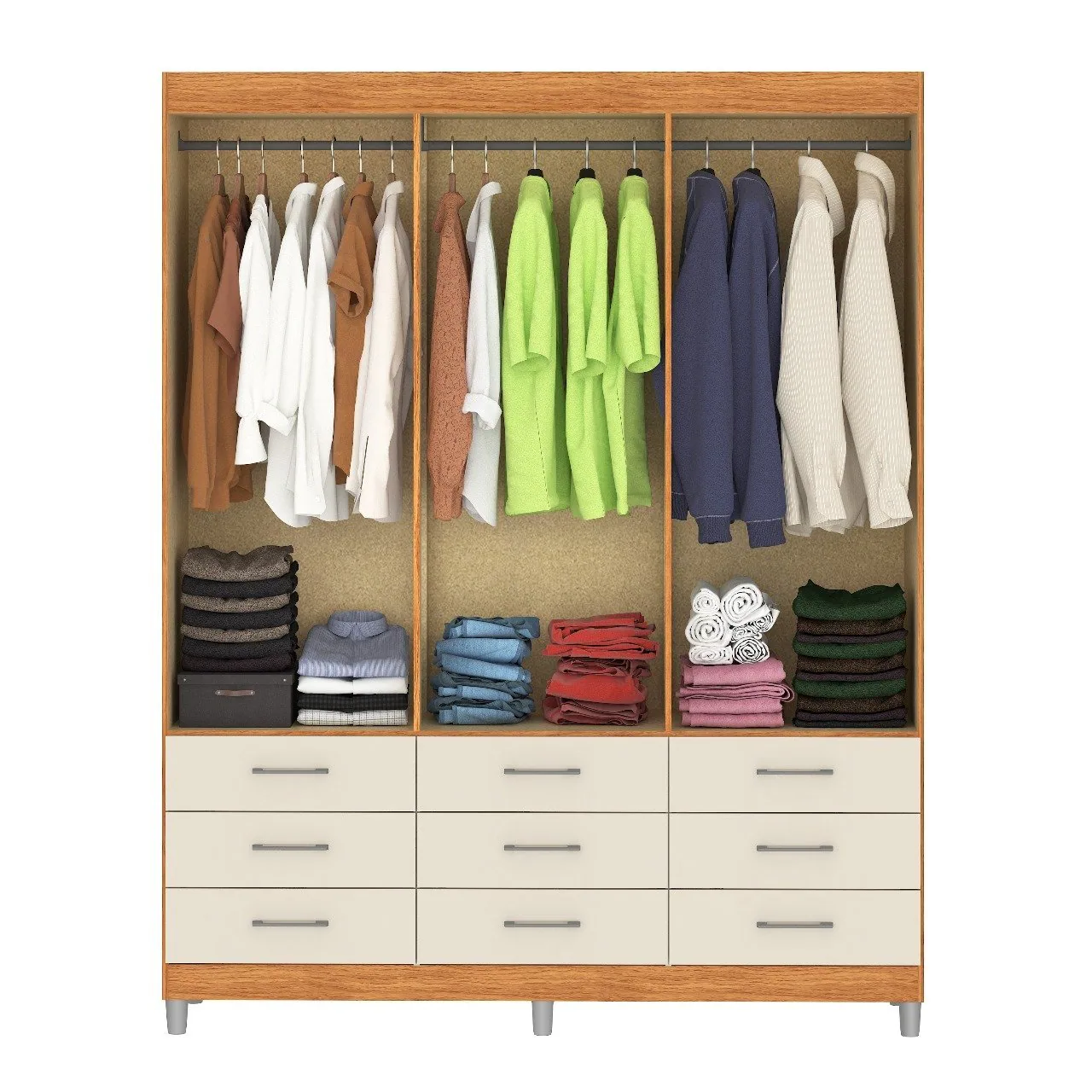 Guarda-Roupa 6 Portas Paraty 3690 + Cômoda 10 Gavetas Caribe Cinamomo/Off White – Fellicci