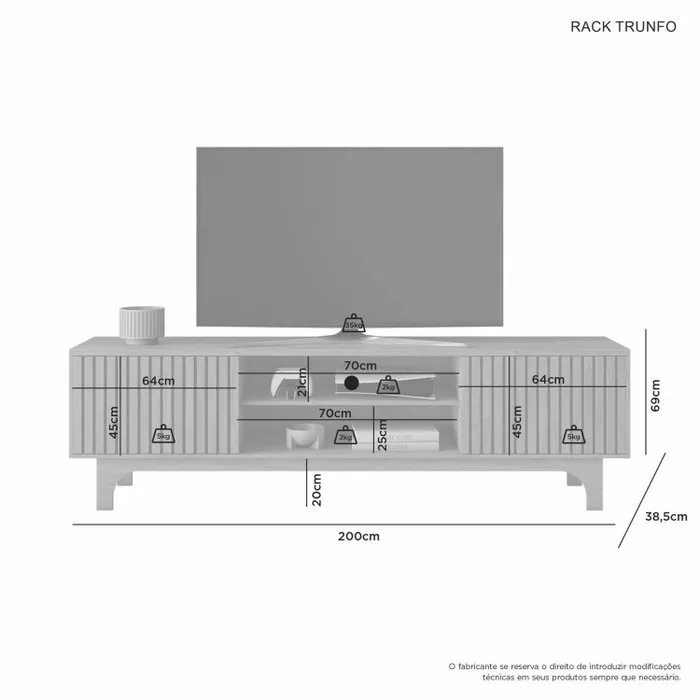 Rack até 70″ Trunfo Cinamomo – JCM MOVELARIA