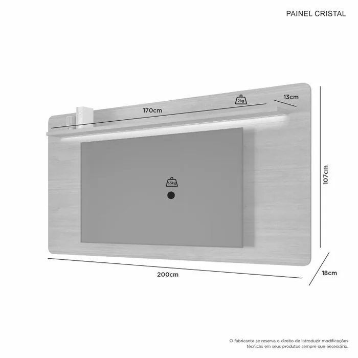 Painel até 70″ Cristal Cinamomo – JCM MOVELARIA