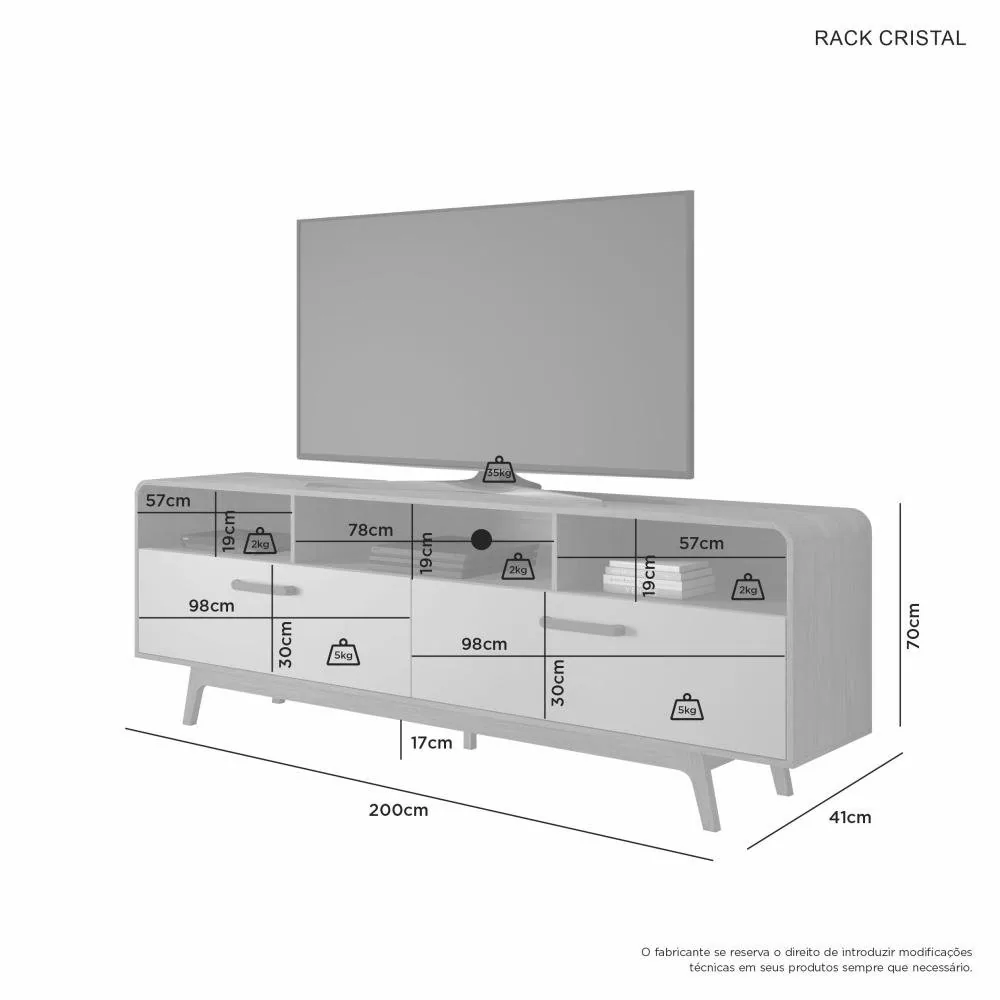 Rack até 70″ Cristal Cinamomo/Off White – JCM MOVELARIA