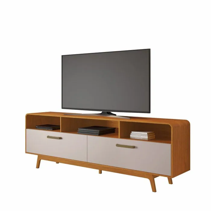 Rack até 70″ Cristal Cinamomo/Off White – JCM MOVELARIA