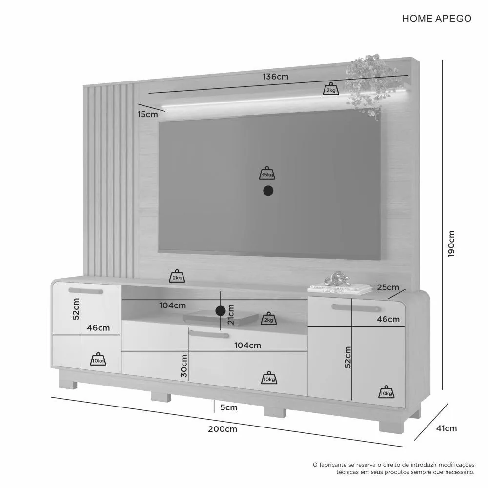 Home até 65″ Apego Cinamomo/Off White – JCM MOVELARIA