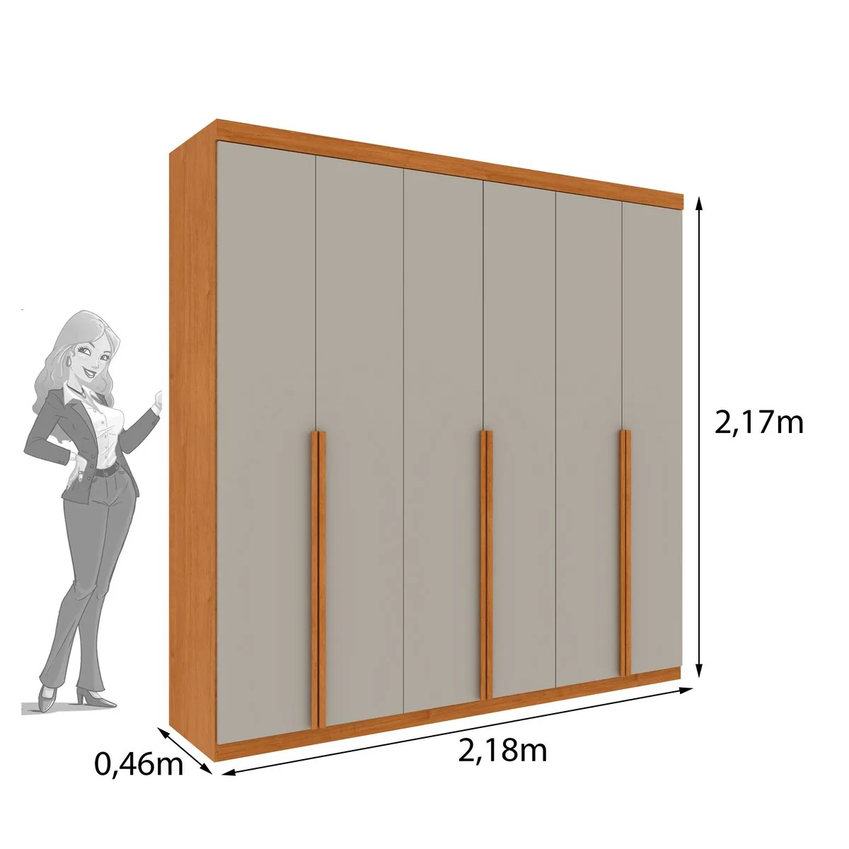 Guarda-Roupa 6 Portas Joinville/Andorra 2,18 m Cinamomo/Off White – TCIL