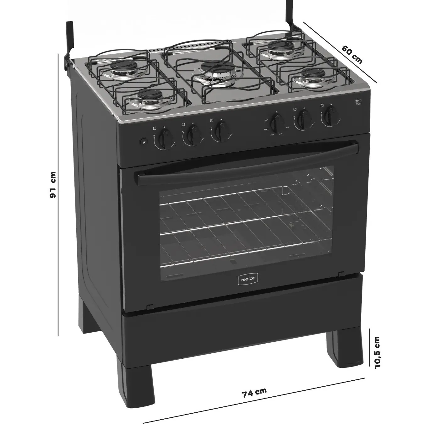 Fogão 5 Queimadores Hera Plus Preto – REALCE ELETRODOMÉSTICOS
