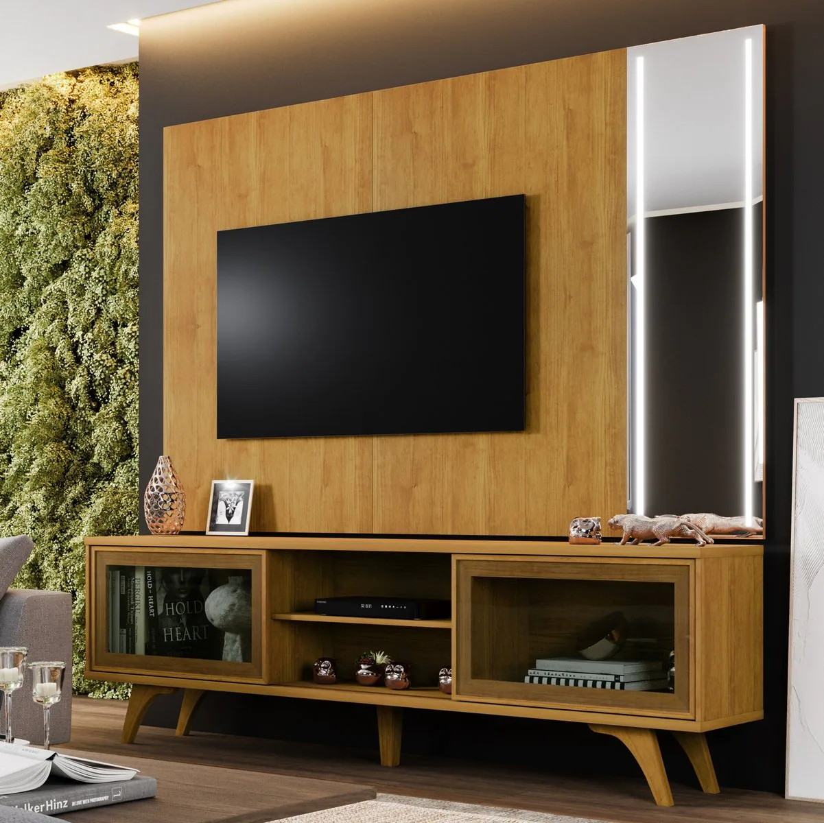 Painel até 75″ + Rack Vitrum Naturale – MAVAULAR